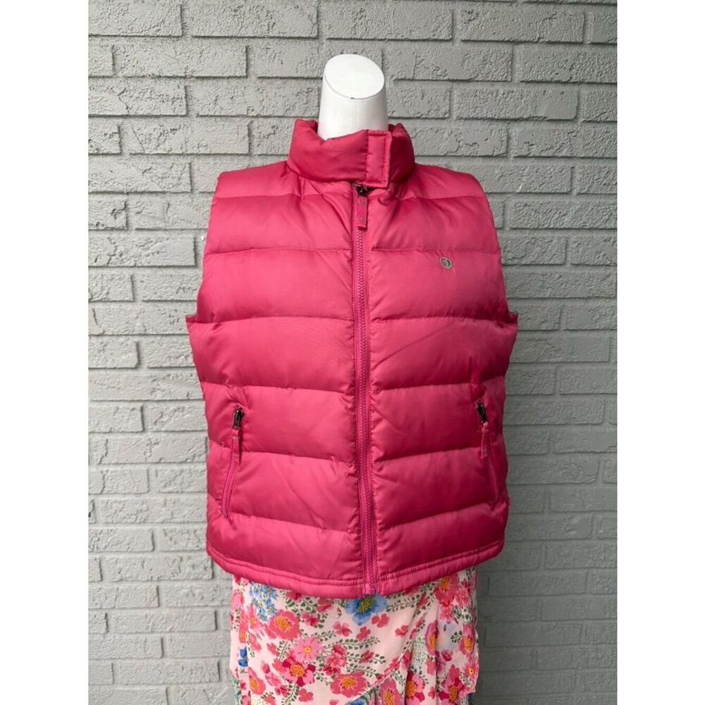 Duck Head Hot Pink Full Zip Preppy Lightweight Women's Puffer Vest Size L